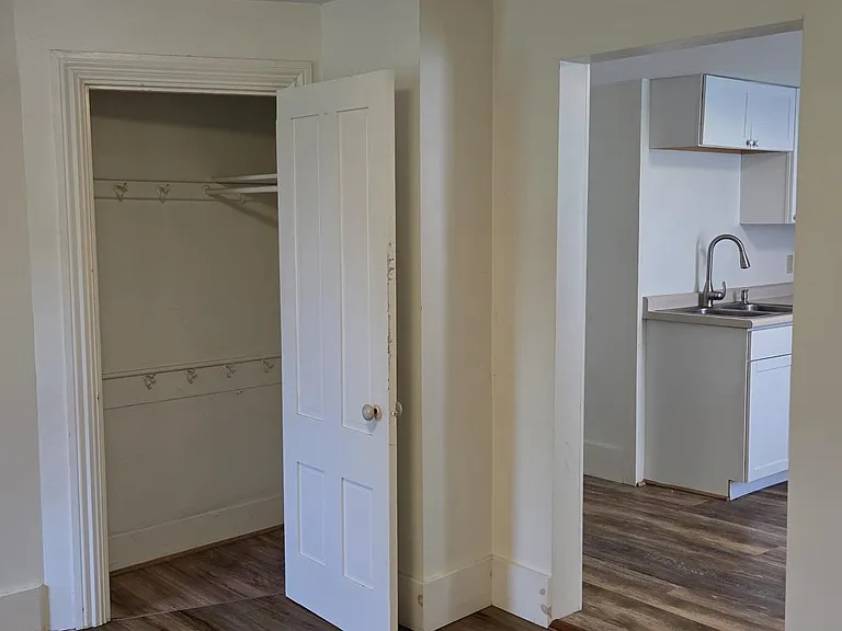 View From Living Area (with small closet) into Kitchen