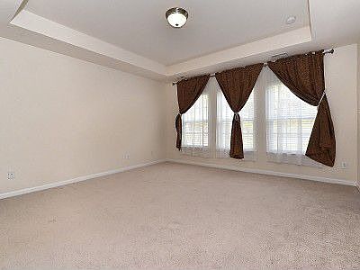 Master bedroom has trey ceiling and walk-in closet.