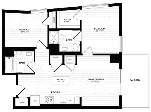 Floor plan 2 Bed/2 Bath-B1