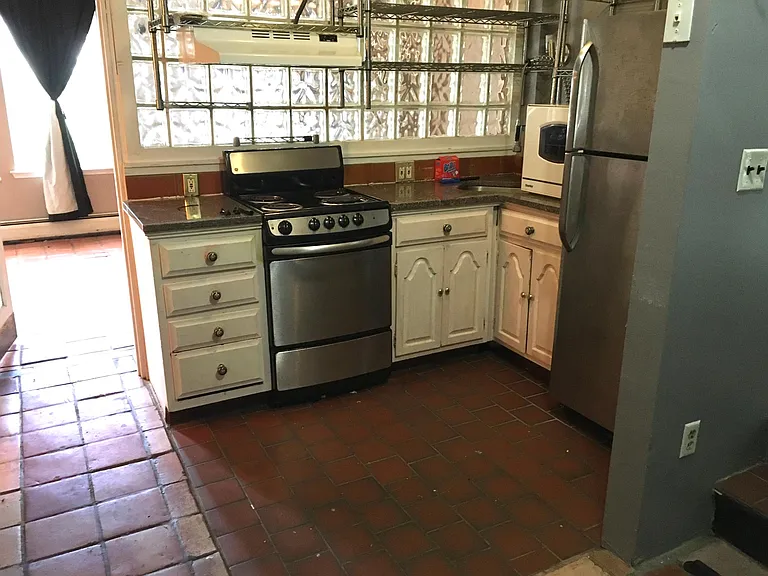 kitchen with view to living room