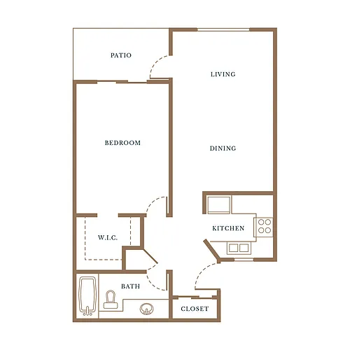 Floor plan 1 Bed, 1 Bath