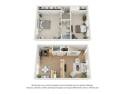 Floor plan 2 Bedroom and 1.5 Bathroom L