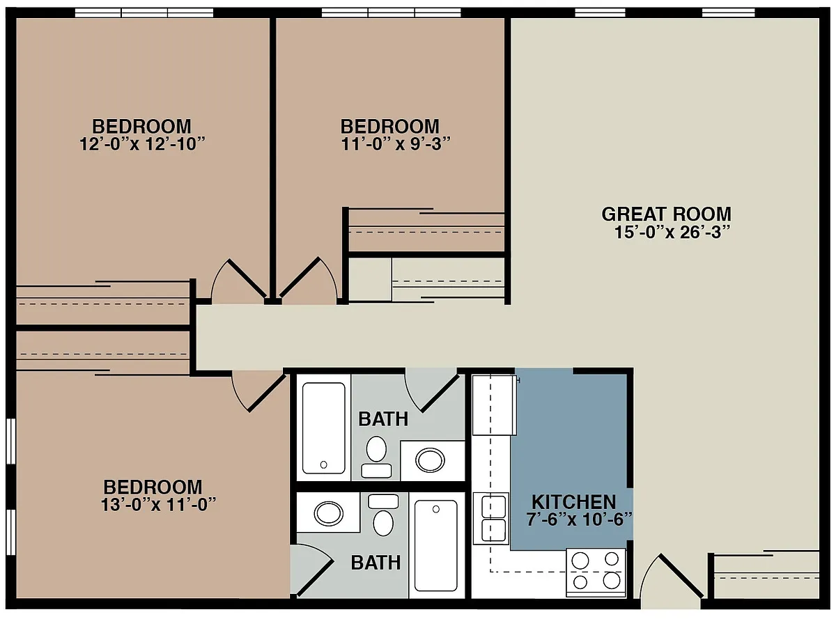 Floor plan 3A - 3 Bedroom