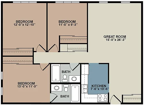 Floor plan 3A - 3 Bedroom