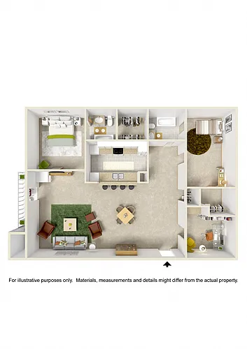 Floor plan 2Bedroom/2Bath, STUDY