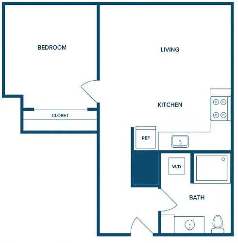 Floor plan 975: 1 Bedroom A