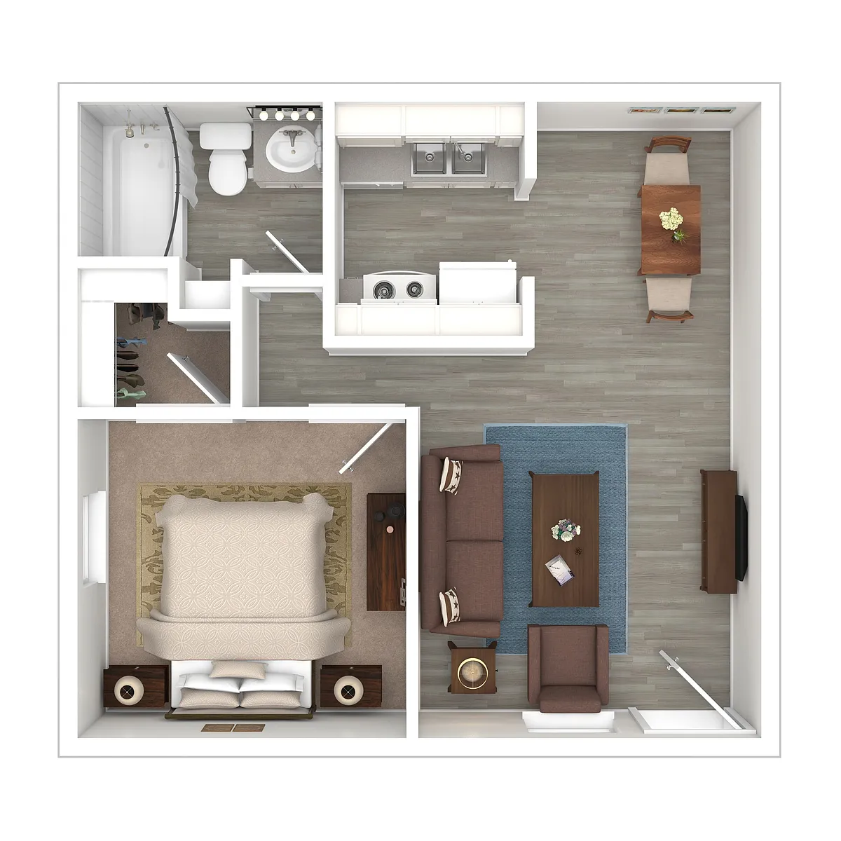 Floor plan 1 Bed, 1 Bath Renovated