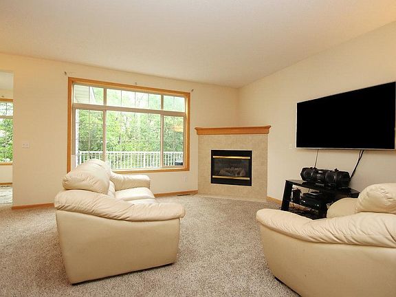 Gas fireplace and huge windows