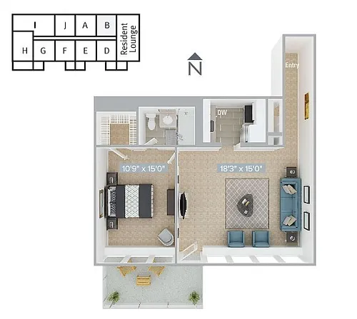 Floor plan A1-640SF-2E-6E-Classic