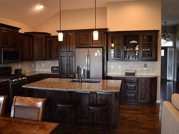 custom cabinets and bar area