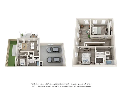 Floor plan 3 Bed Lunar Twin with 2 Car Garage