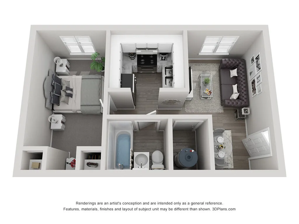 Floor plan One Bedroom 1 Bath LG