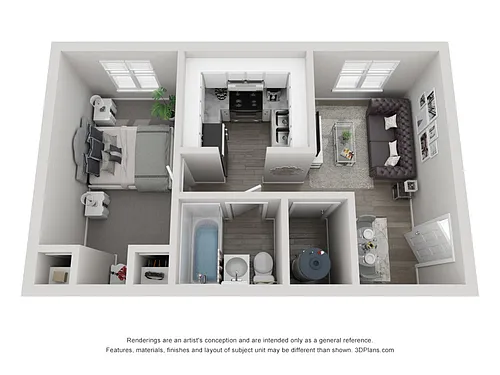 Floor plan One Bedroom 1 Bath LG