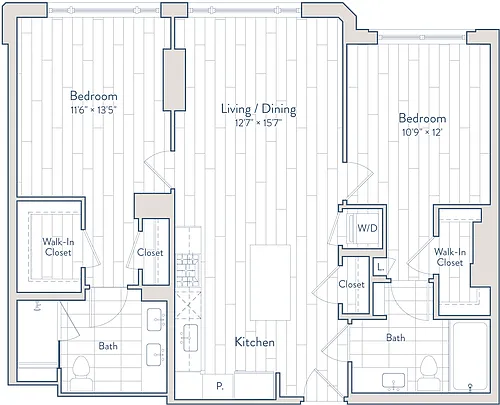 Floor plan 2 Bed/2 Bath-E23-1