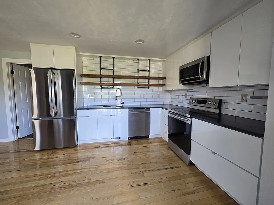 kitchen view from sliding glass doors
