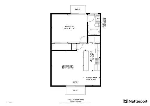Floor plan 1 Bed 1 Bath