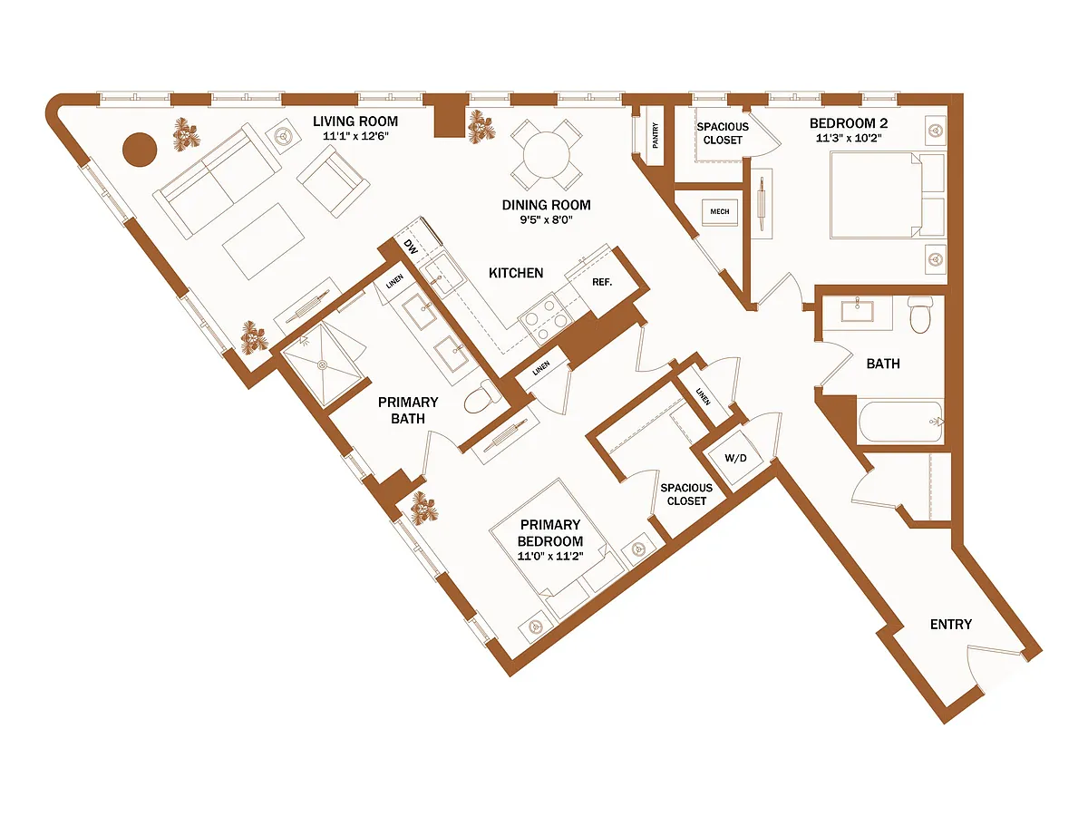 Floor plan D9 - 2 Bed | 2 Bath