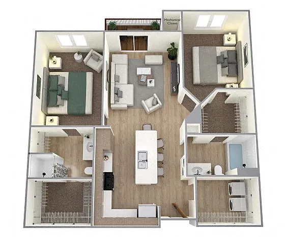 Floor plan 2 Bedroom, 2 Bathroom