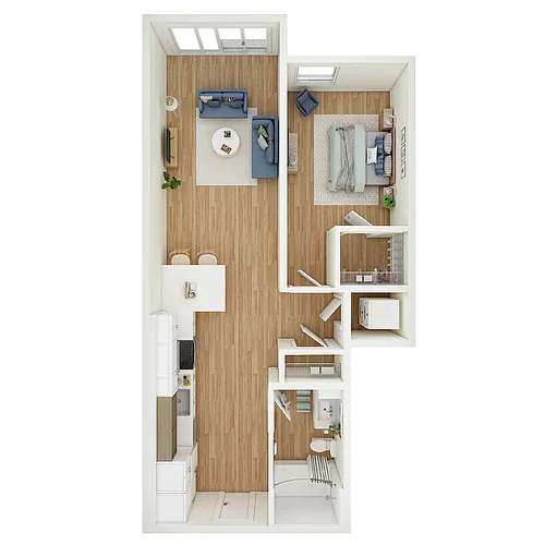 Floor plan 1 Bed 1 Bath - MFTE - a78.1
