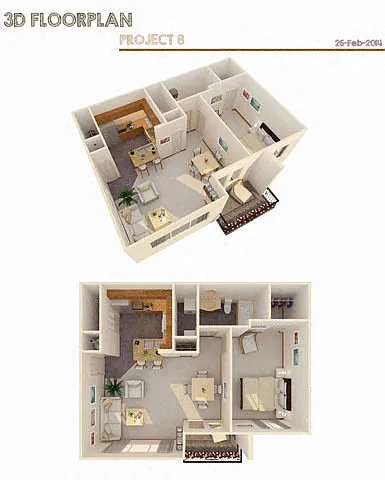 Floor plan 1 Bed with Optional Fireplace