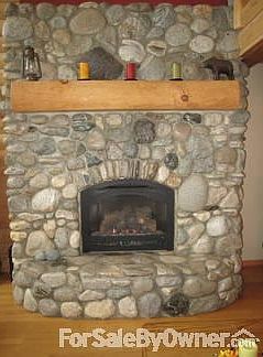 granite river rock fireplace