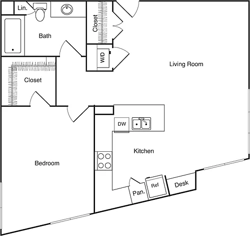 Floor plan One Bedroom - K