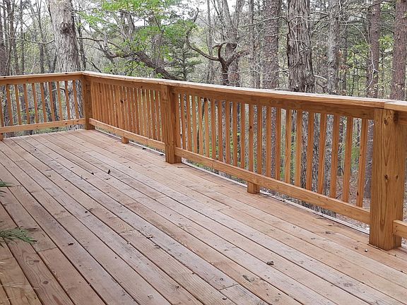 Private deck with wooded view