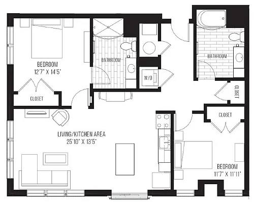 Floor plan 2 Bed/2 Bath-C2