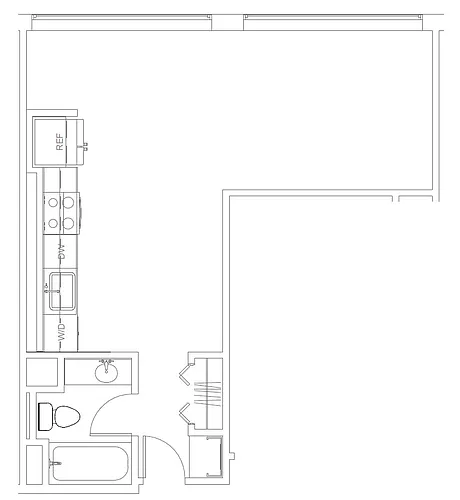 Floor plan Wes 7th | Studio, 1 Bathroom A