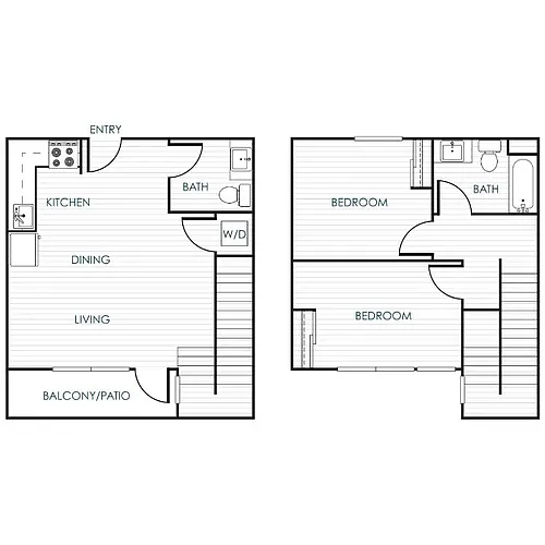 Floor plan 2-Bedroom 1.5-Bathroom Traditional Townhome
