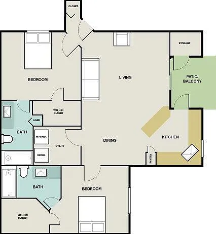 Stonebrook - Keystone - 2 Beds - 2 Baths - 1045 Sq. ft.