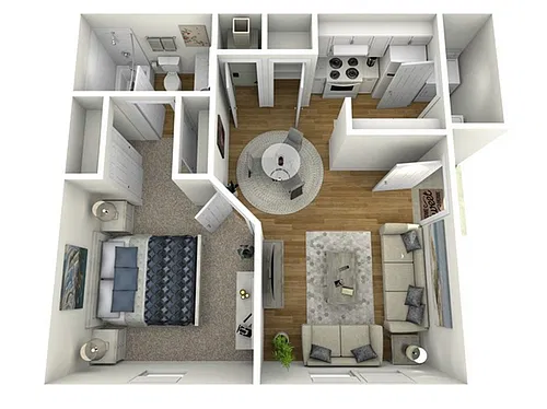 Floor plan 1 Bed, 1 Bath A (80% Income Restricted)