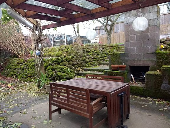Lower patio with hearth