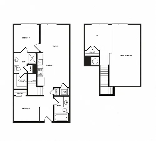 Floor plan 2 Bed/2 Bath Loft-B01L Modern