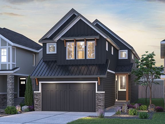 Exterior rendering of the Purcell 2 Farmhouse by Brookfield Residential in Calgary.