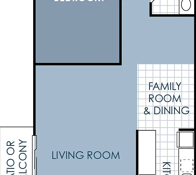1 Bedroom 1 Bathroom Floorplan Diagram