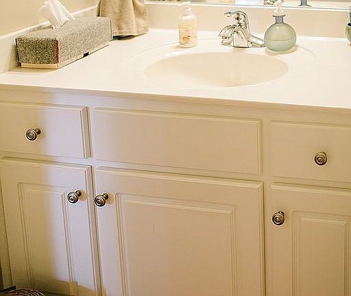 Powder room sink and storage