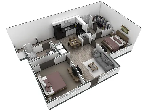 Floor plan 2-2 BR Horizon Courtyard