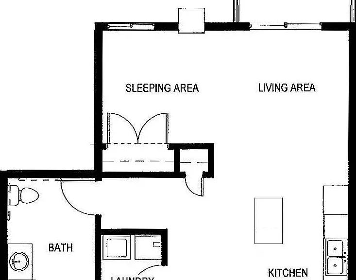 Studio 618 sq ft