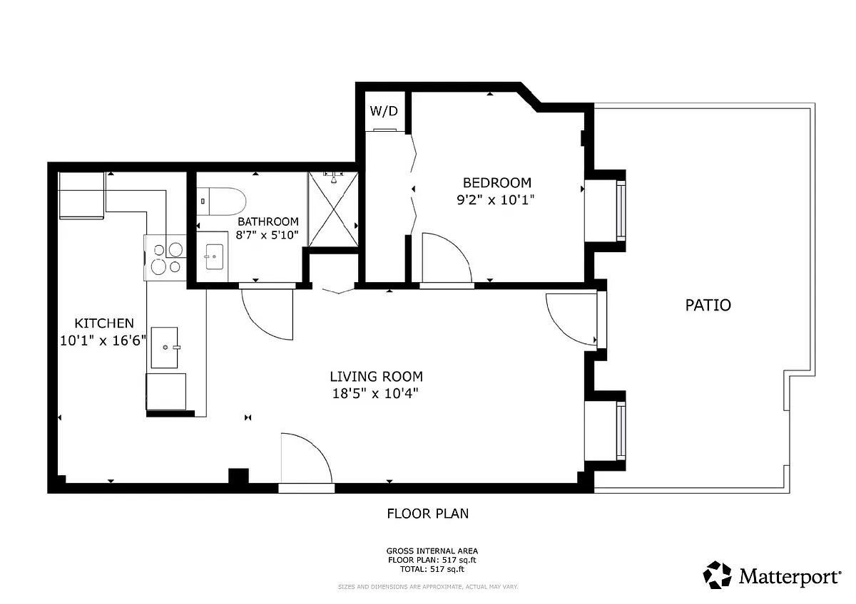 Floor plan 1 Bed 1 Bath- Standard