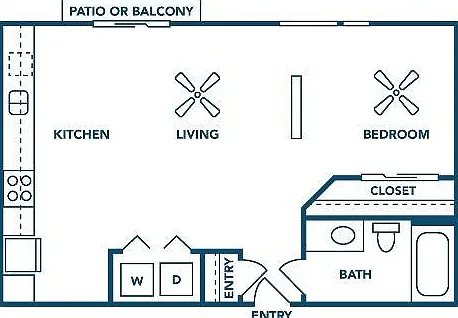 Studio | 1 Bath | 557 SF Studio | 1 Bath | 557 SF