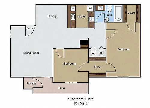 Floor plan 1 BR 1 BA Den