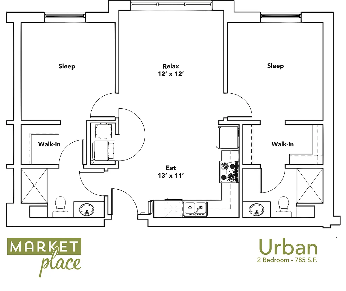 Floor plan 2 Bed 2 Bath