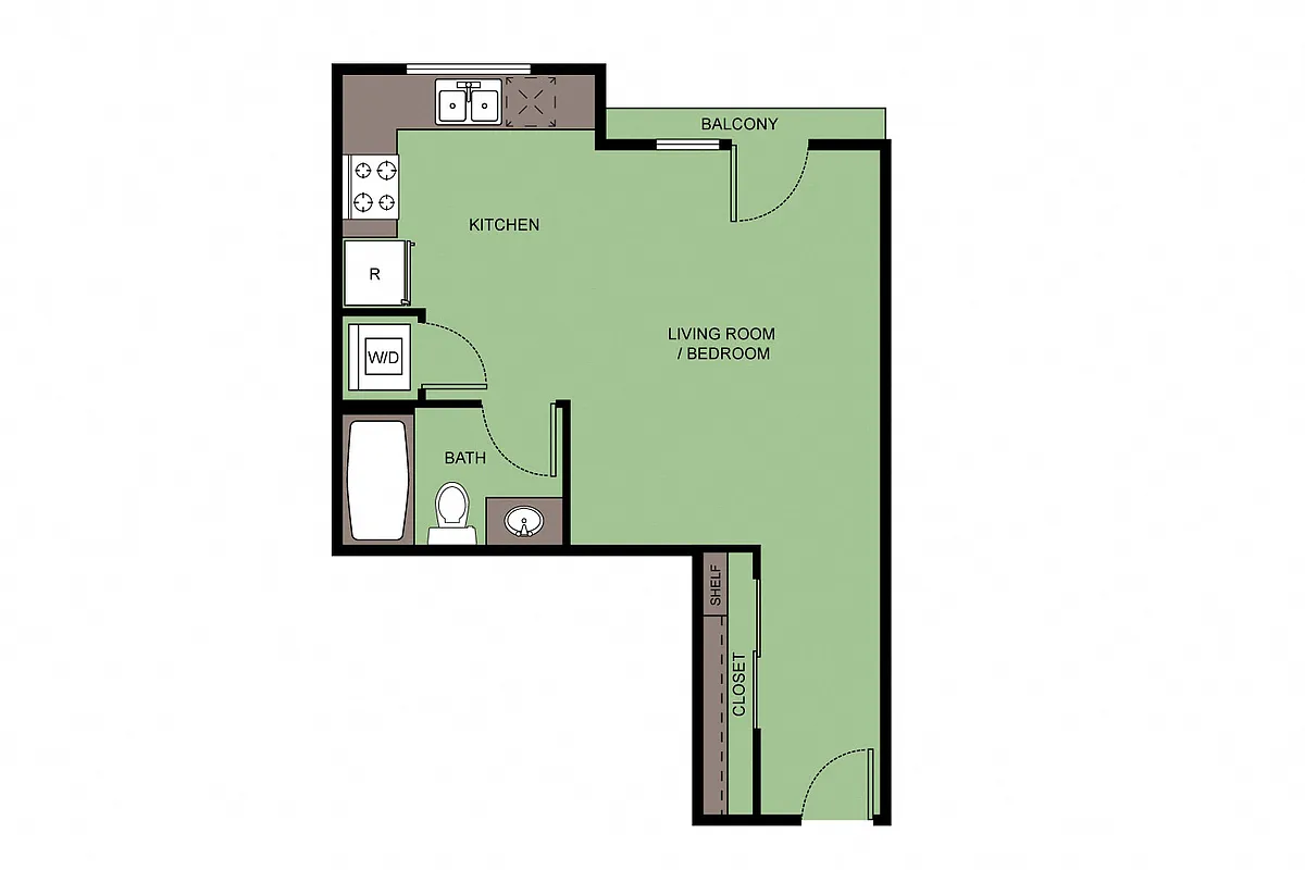 Floor plan Studio 1 Bath S1