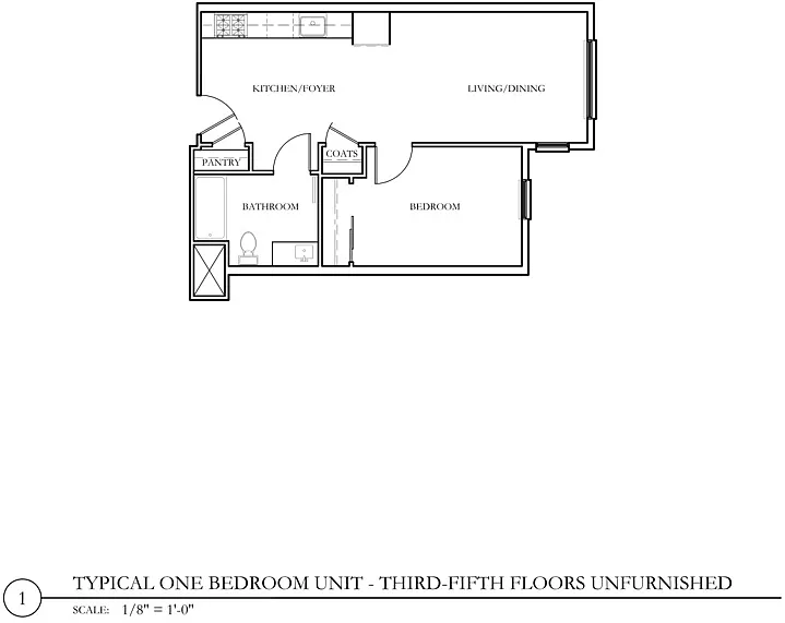 Floor plan 1bed1ba 563 sqft