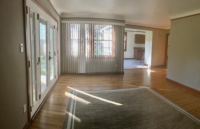 Real wood floors and cove ceilings in original part of the apartment.