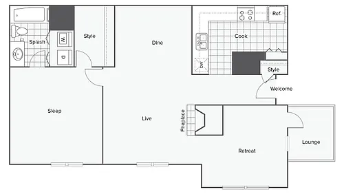 Floor plan Honeysuckle 1x1