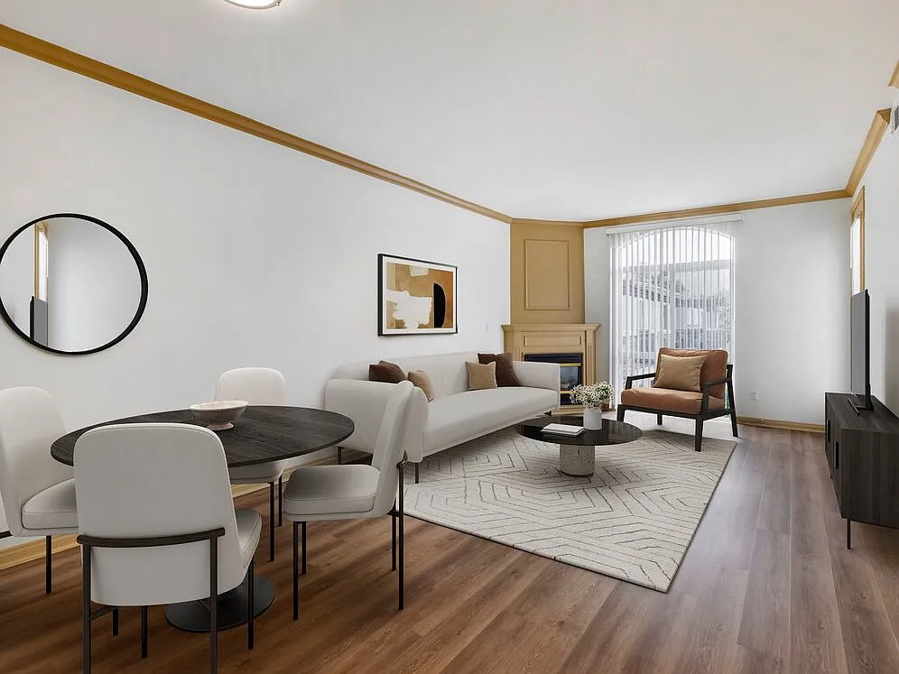 Renovated Package I dining and living room with hard surface flooring - Avalon Thousand Oaks Plaza