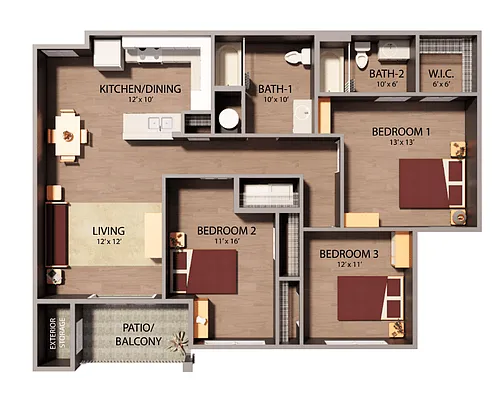 Floor plan Three Bedroom