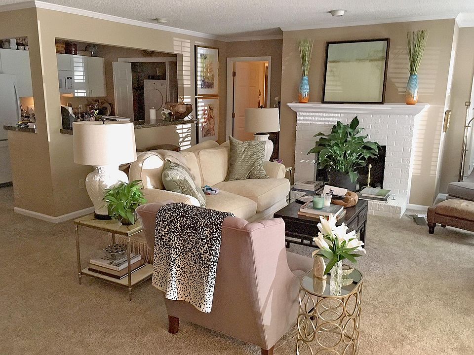 Beautiful living area with gas log fireplace.
